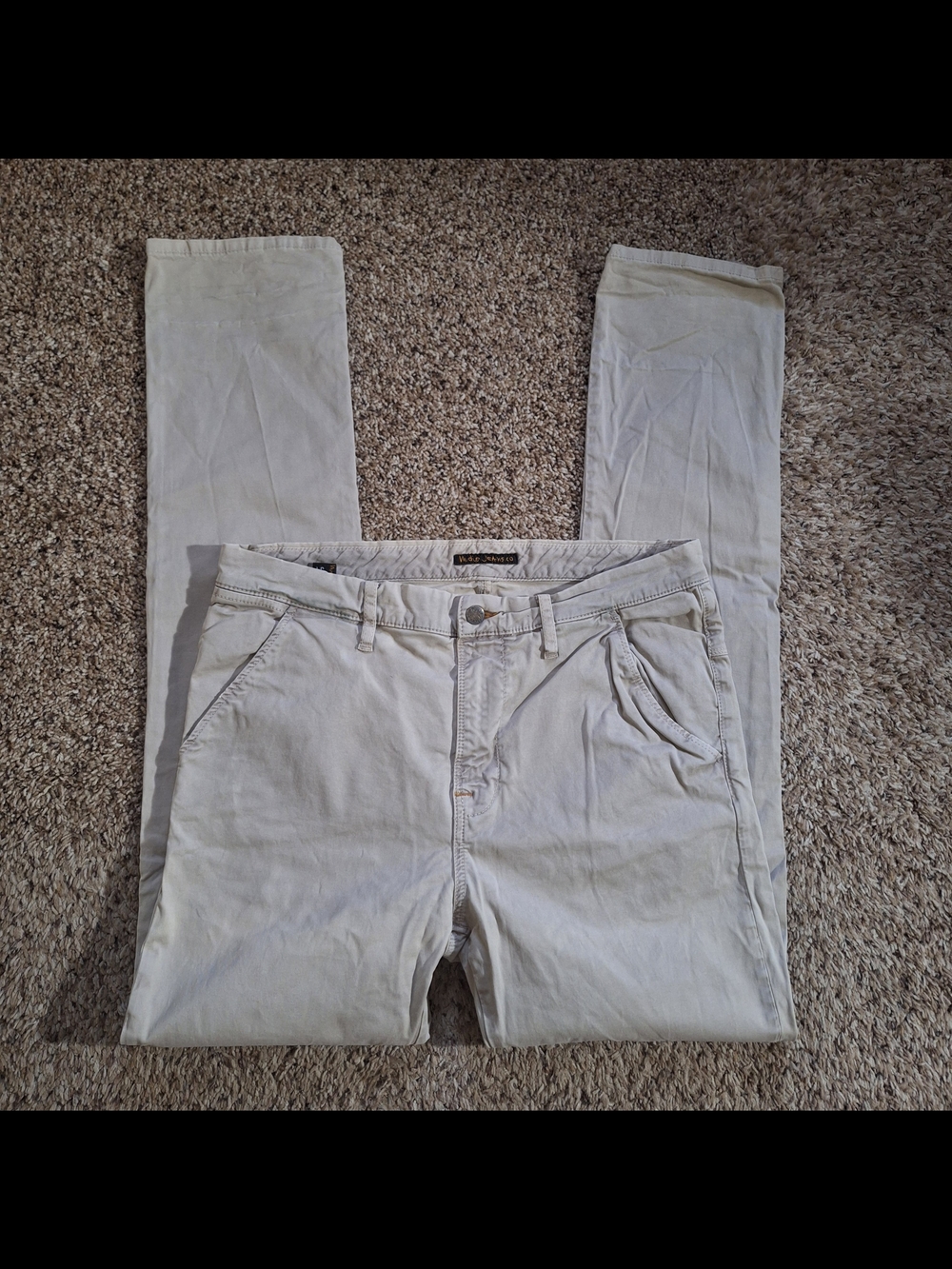 Nudie Jeans Co Khaki Slim Sanded Chinos Mens 33x34